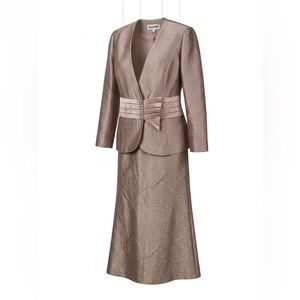 Elegant Metallic Blazer and Skirt Set